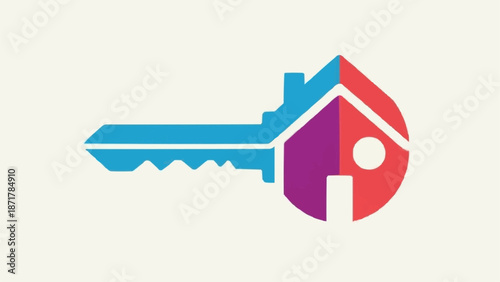 Key shaped like a house for real estate concept.