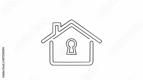 House outline with keyhole symbol inside representing security.
