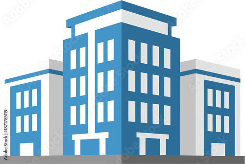 Modern Corporate Office Building Complex in a City Skyline, Abstract Architectural Design