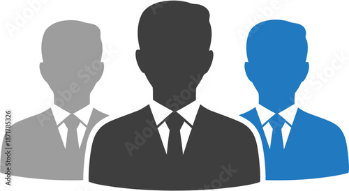 Professional Business Team Silhouettes Icon Representing Collaboration, Leadership, and Corporate Workforce Dynamics