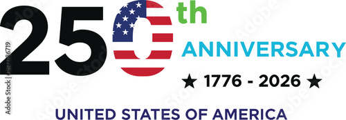 USA 250th anniversary design, patriotic celebration, American flag graphic, historic milestone, 1776 to 2026, commemorative emblem, national pride artwork