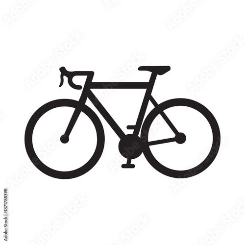 Simple black silhouette of a road bicycle showcasing its classic design