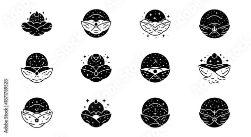 A professional photographer capturing a cinematic wide shot of a breathtaking mountain landscape during a vibrant golden hour sunset