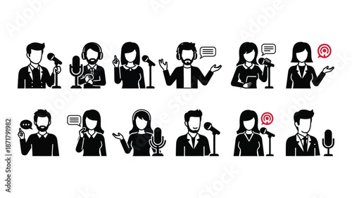 Diverse group of business people presenting speaking and engaging in discussions