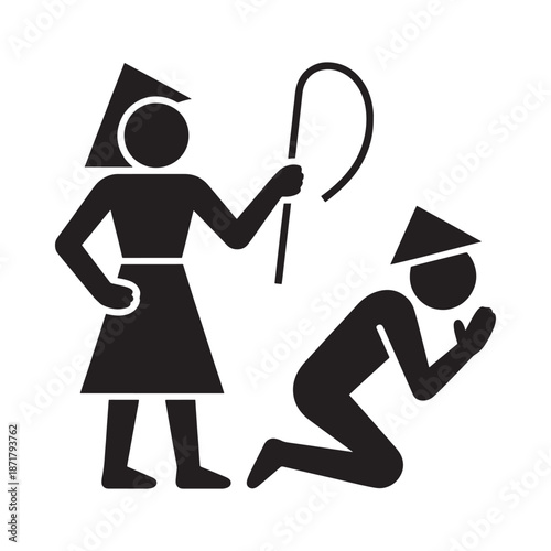 A symbolic depiction of authority a nurse and a kneeling figure