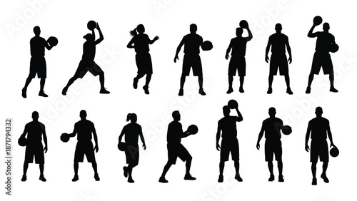Silhouette sequence depicting different stages of a basketball player in motion