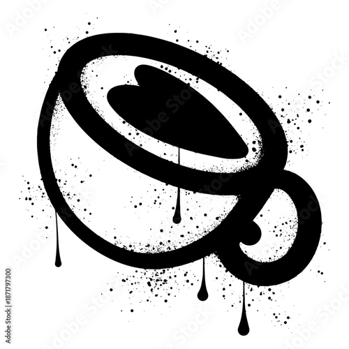 Coffee cup graffiti spray with heart shaped foam