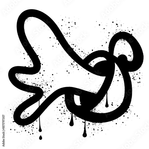 Spilled coffee cup graffiti with graffiti spray