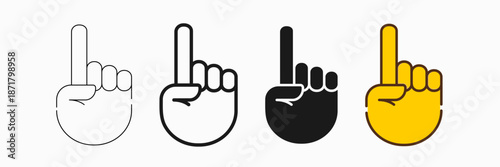 Hand Pointing Up Icon Set in Thin, Bold, silhouette and Solid Color With Stroke Editable Vector Illustration