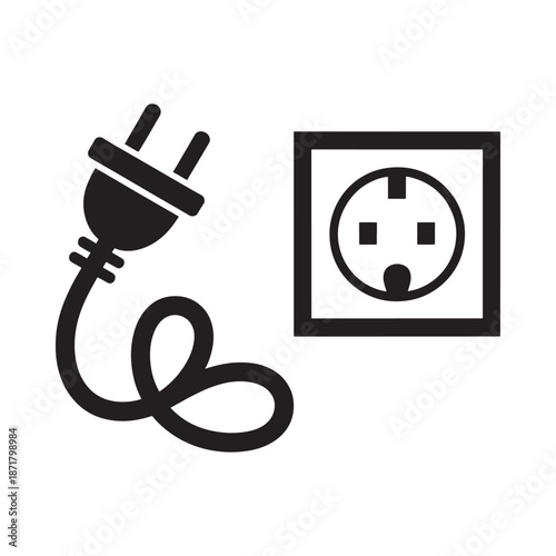 Electrical plug and socket illustration depicting power connection and energy source