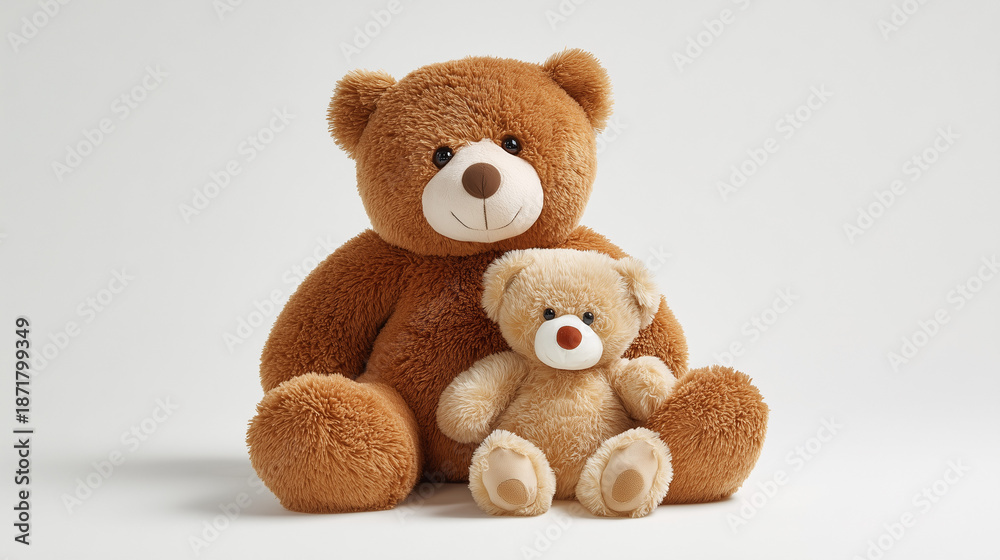 Obraz premium Cute teddy bears plush toys for kids soft stuffed animals brown and beige teddy bear family love concept