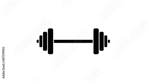 Foto Black dumbbell weightlifting fitness equipment icon.