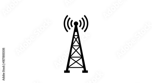 Foto Cellular tower with signal waves emission.