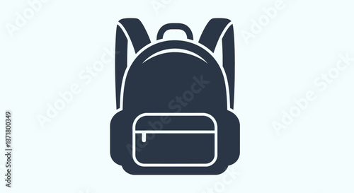 Dark blue backpack with white outline.