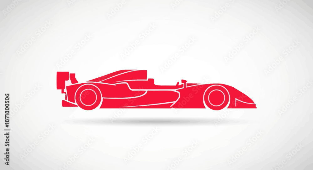 Fototapeta premium Red racing car side view.