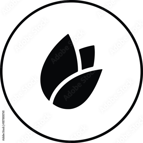 Illustration minimalist abstract plant leaf icon logo design element representing organic growth silhouette vector