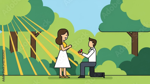 Man Proposing to Woman in Park during Sunny Day