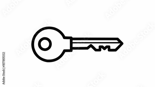 Simple Outline Icon of a Metal Key.