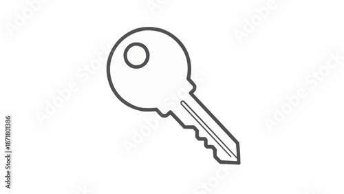 Simple Outline Drawing of a Metal Key.