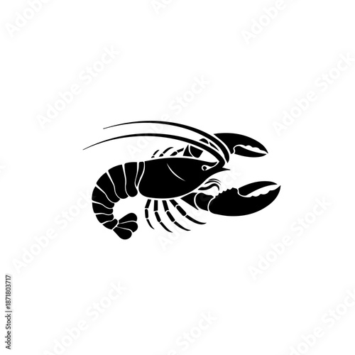Black and white lobster illustration