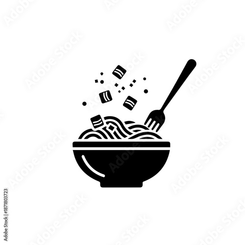 Stirring a bowl of noodles