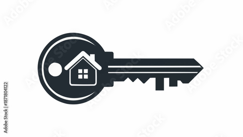 Key with House Symbol Representing Real Estate.