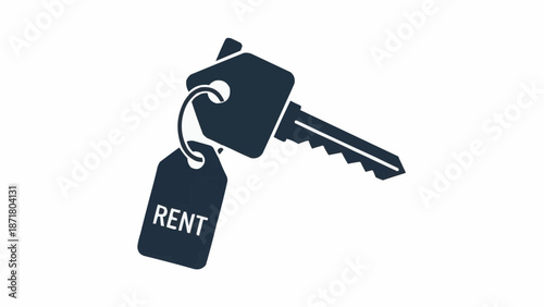 Key with Rent Tag Icon Symbol.