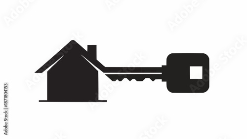 House Key Icon Symbolizing Home Ownership and Real Estate.