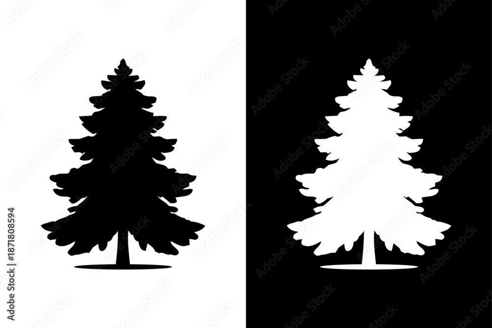 Obraz premium Minimal Pine Tree Silhouette Vector Collection Evergreen Forest Tree Icons