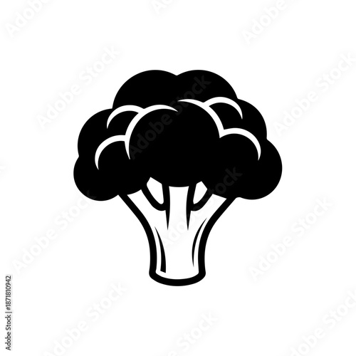 Black and white broccoli illustration