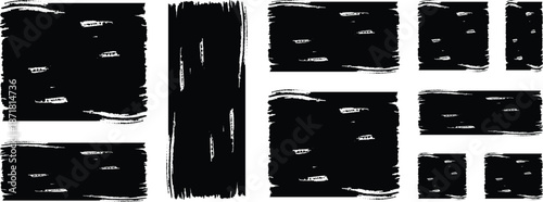 Set of grunge jagged rectangle shape. Vintage grunge boxes for collage, text, banner, sticker, poster design. black grunge rectangle. paint brush grunge border frame. 