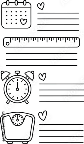 Hand Drawn Planner and Journal Page Doodle Template