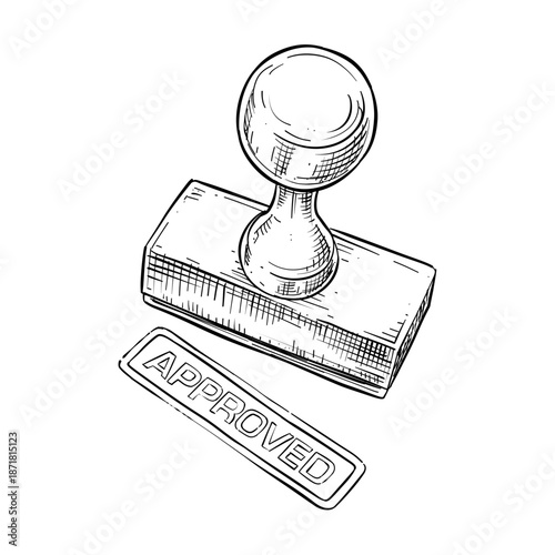 approved stamp vector line art hand drawn illustration