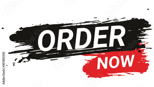Order Now Call to Action Banner with Red and Black Brush Strokes