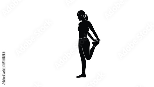 Silhouette of a woman stretching her leg with exercise and fitness and yoga on white background