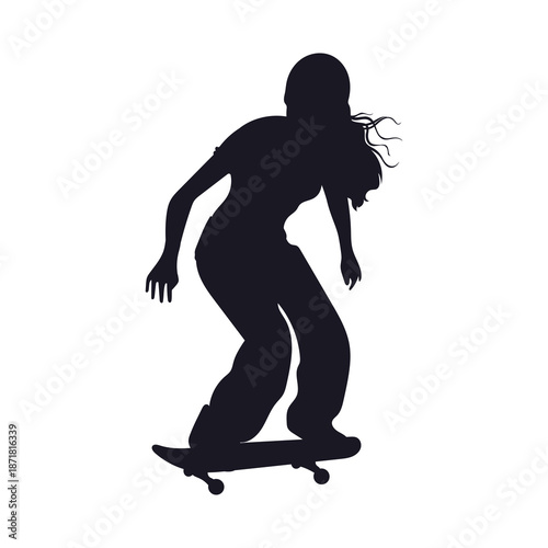 silhouette of a girl on a skateboard