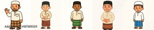 Muslim Man in Islamic Clothing Flat Illustration