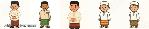 Muslim Man in Islamic Clothing Flat Illustration