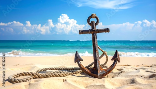 anchor on the beach