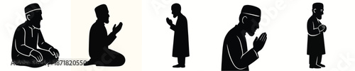 Muslim Prayer Silhouette Flat Design
