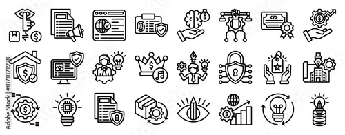 Smart Protection Icon Collection Set. Clean Outline Vector Icons