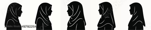 Muslimah Silhouette Prayer Illustration