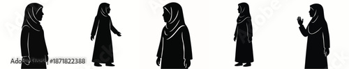 Muslimah Silhouette Prayer Illustration