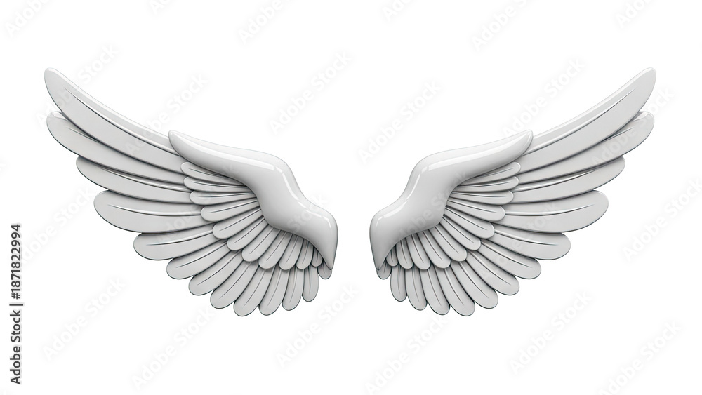 Fototapeta premium White Angel Wings on a White Background