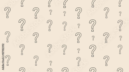 Abstract Pattern Of Question Marks On Beige Background Expressing Uncertainty And Curiosity