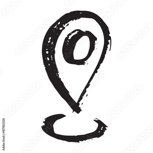 Hand drawn map pin Map marker pointer sign GPS and mapping tools Location pin symbol Pinpoint clipart in doodle style Single element for web, design