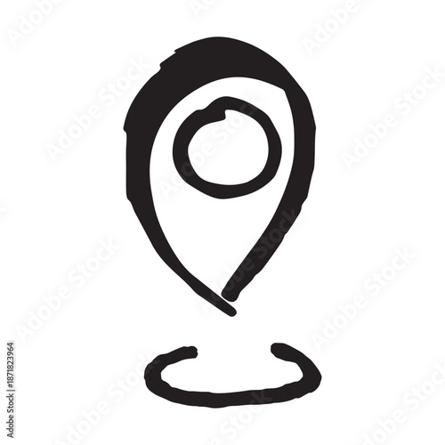 Hand drawn map pin Map marker pointer sign GPS and mapping tools Location pin symbol Pinpoint clipart in doodle style Single element for web, design