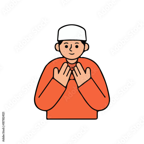 Muslim Man Praying Illustration