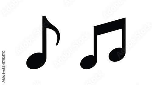 Simple black musical notes depiction representing melody and rhythm silhouette
