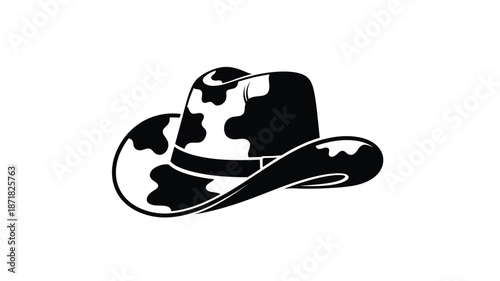 A striking black and white cowboy hat illustration a bold silhouette